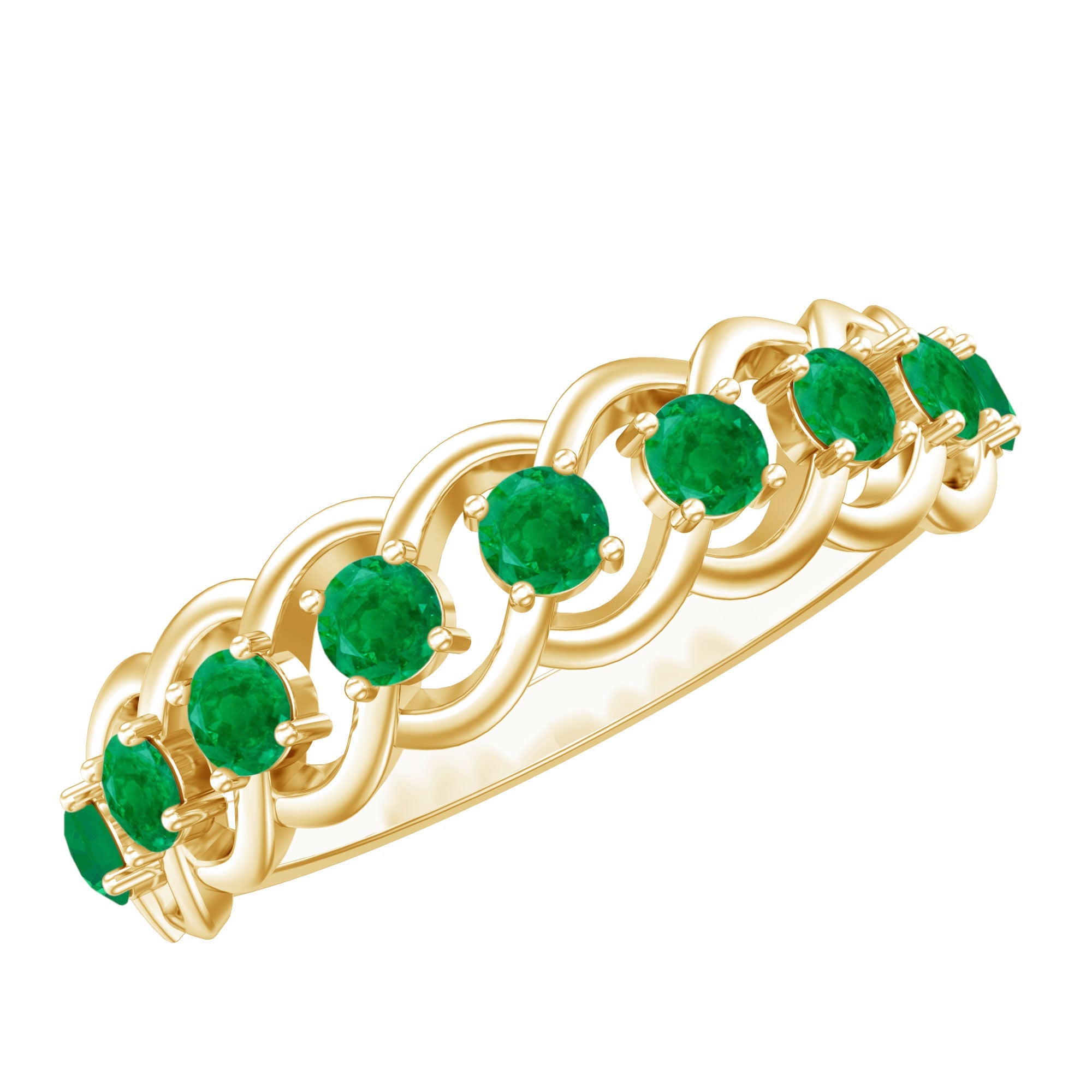 Genuine Green Emerald Braided Half Eternity Band | Rings | Wiccan Center