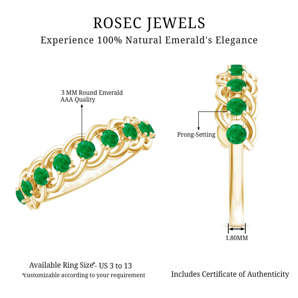 Genuine Green Emerald Braided Half Eternity Band