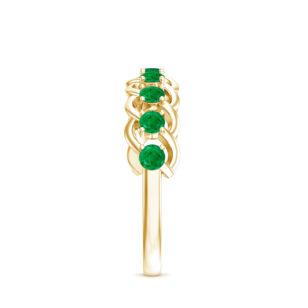 Genuine Green Emerald Braided Half Eternity Band