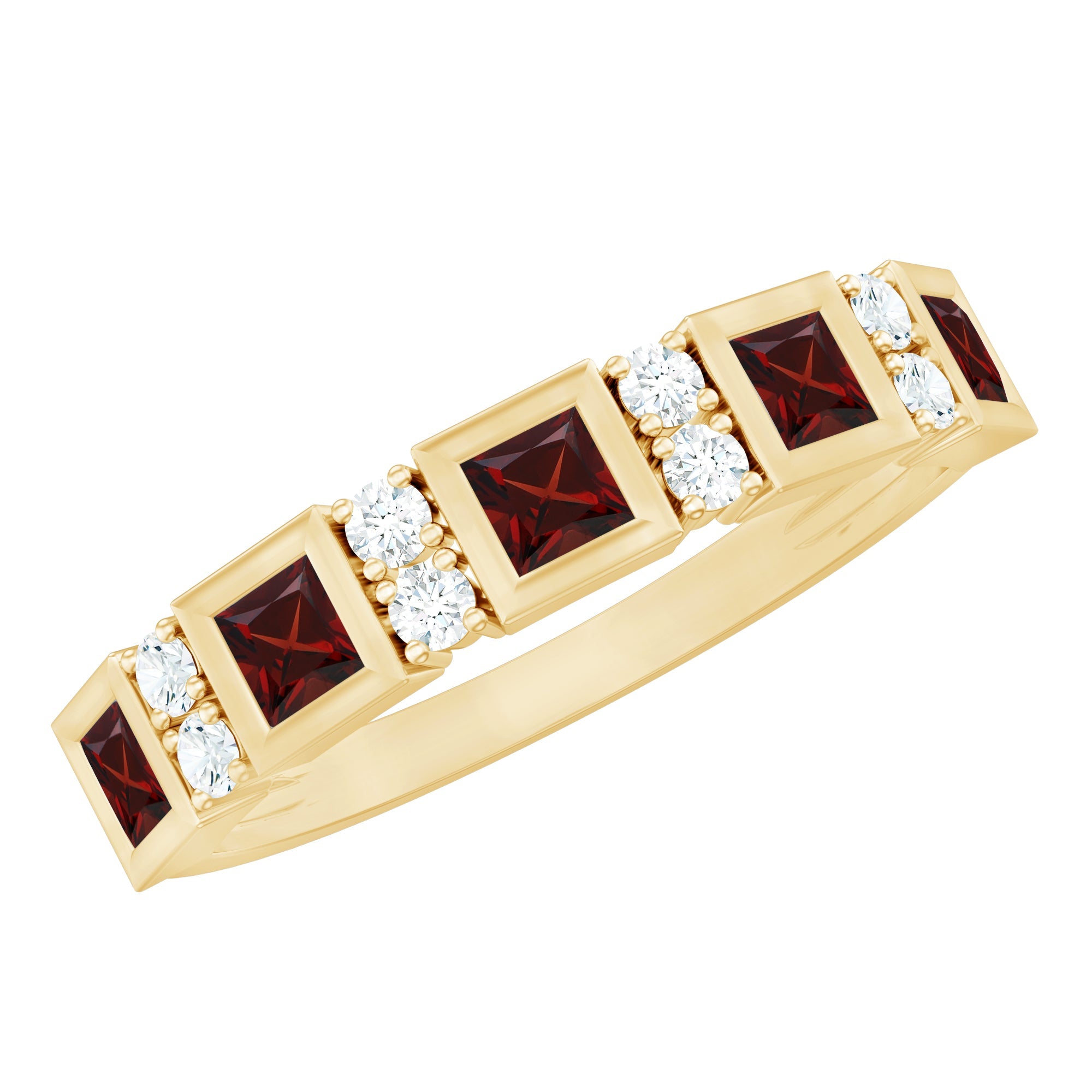 Certified Natural Garnet Diamond Half Eternity Anniversary Ring | Rings | Wiccan Center