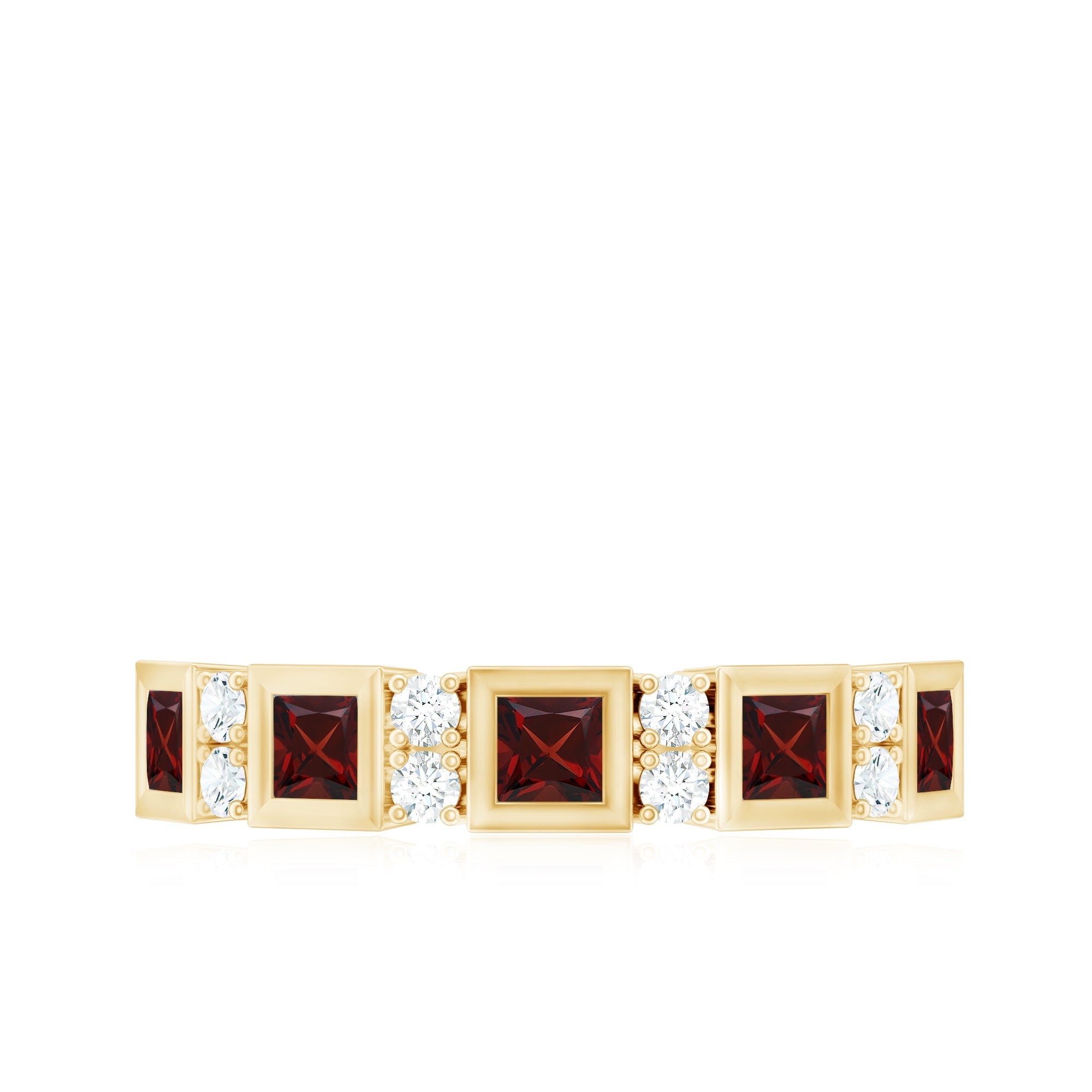 Certified Natural Garnet Diamond Half Eternity Anniversary Ring