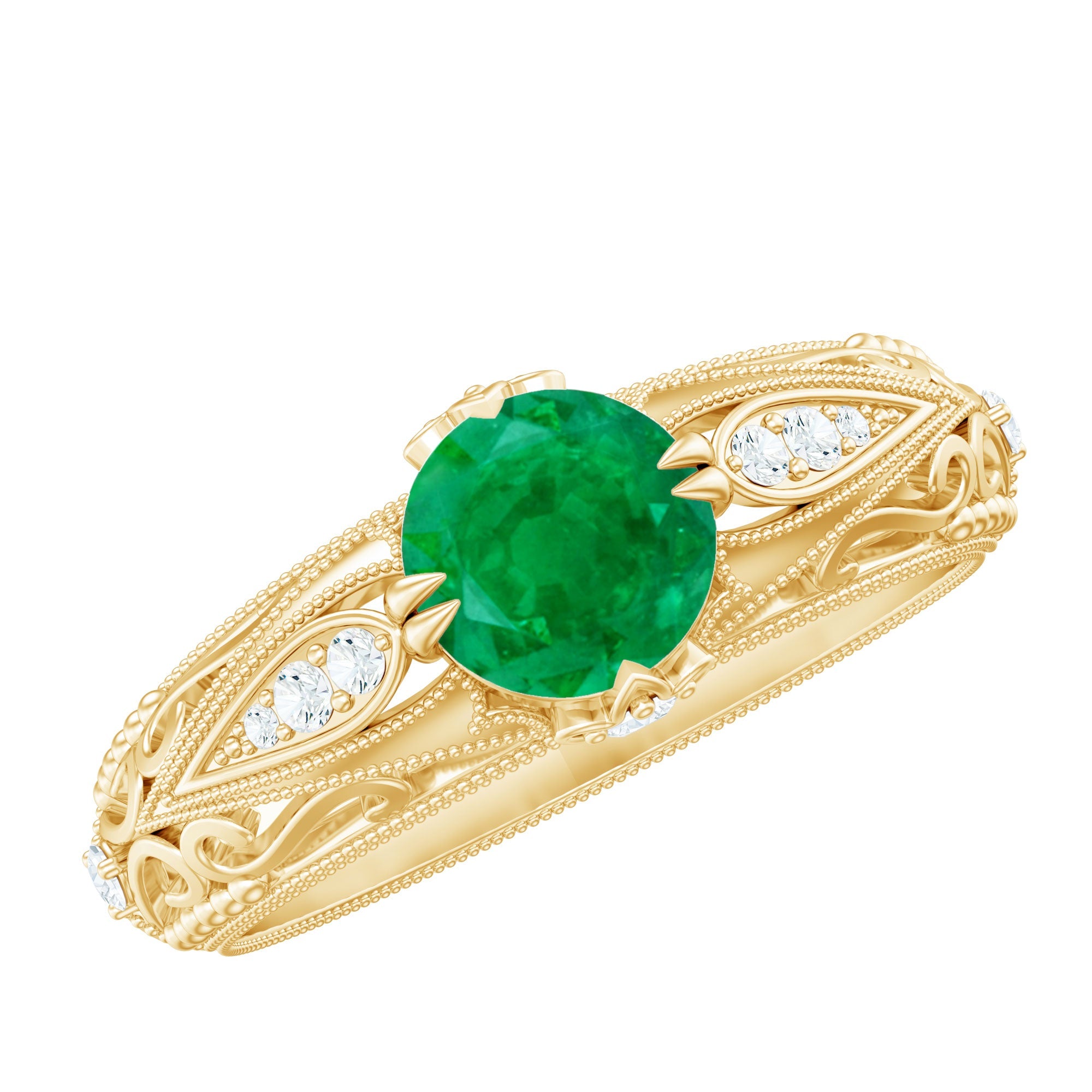 Natural Emerald Diamond Antique Looking Engagement Ring | Rings | Wiccan Center