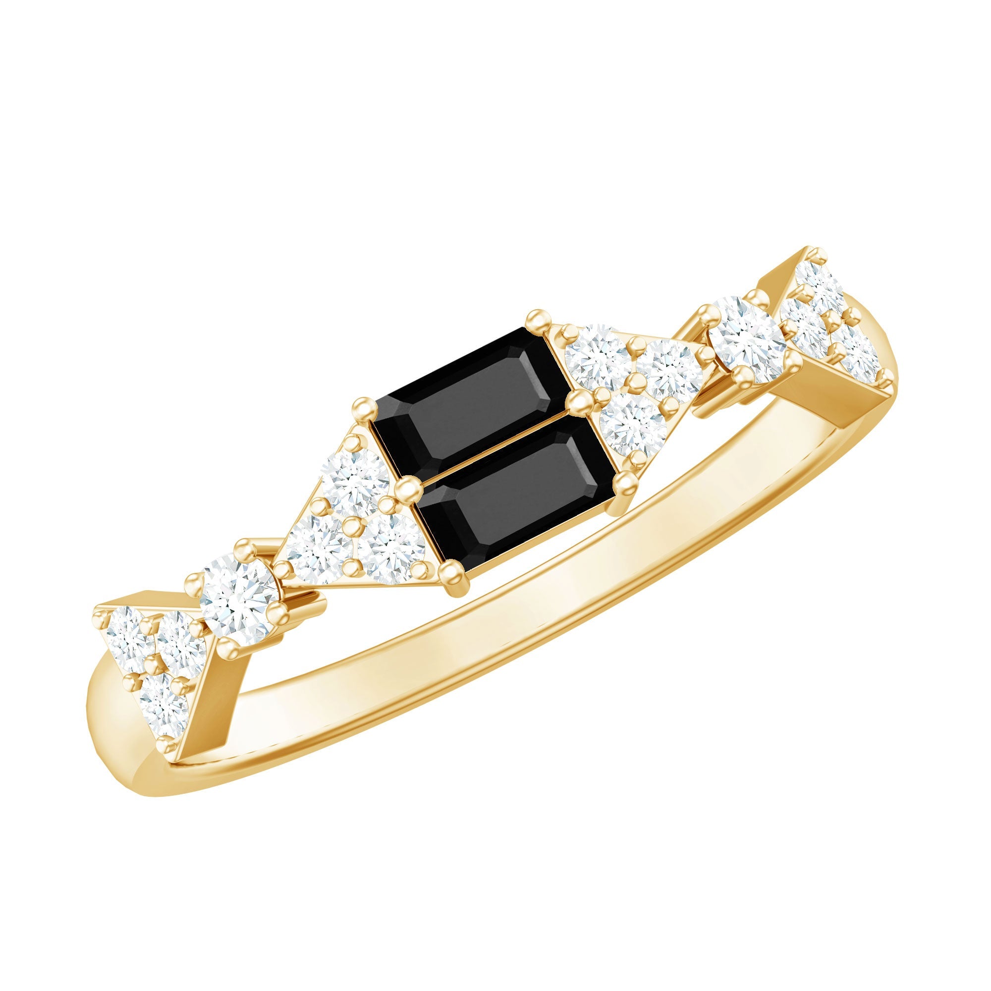 Genuine Black Onyx and Diamond Half Eternity Wedding Band | Rings | Wiccan Center