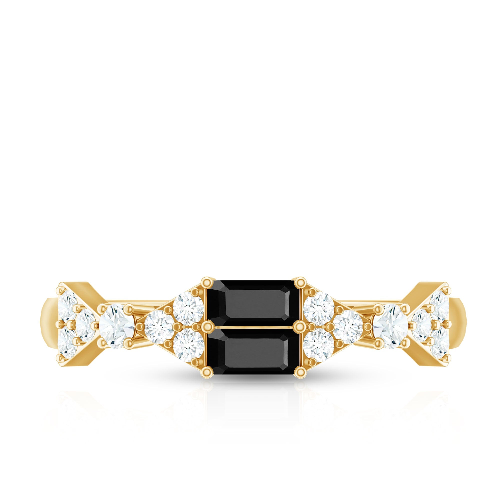 Genuine Black Onyx and Diamond Half Eternity Wedding Band