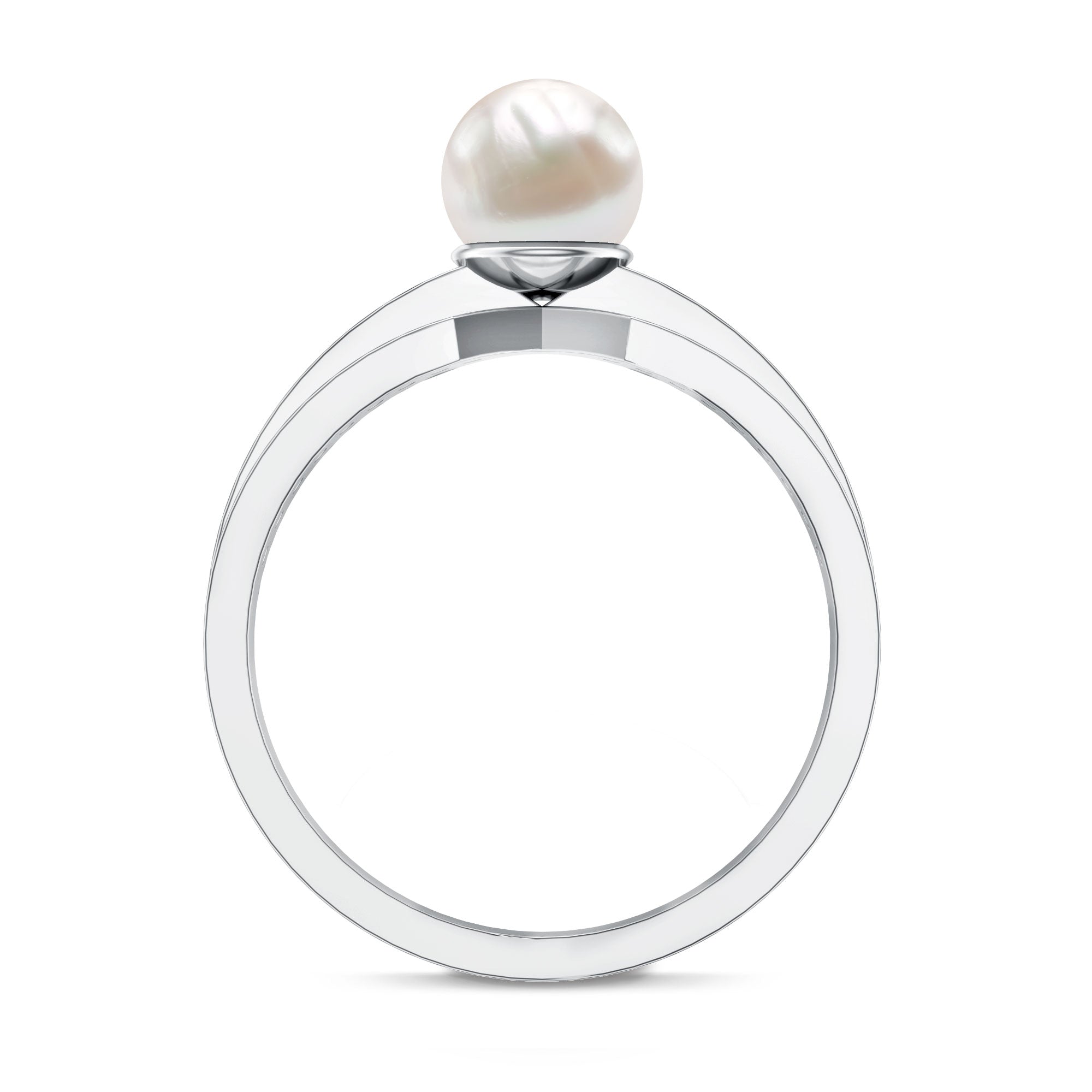 2.2 Carat Freshwater Pearl Engagement Ring with Diamond for Women