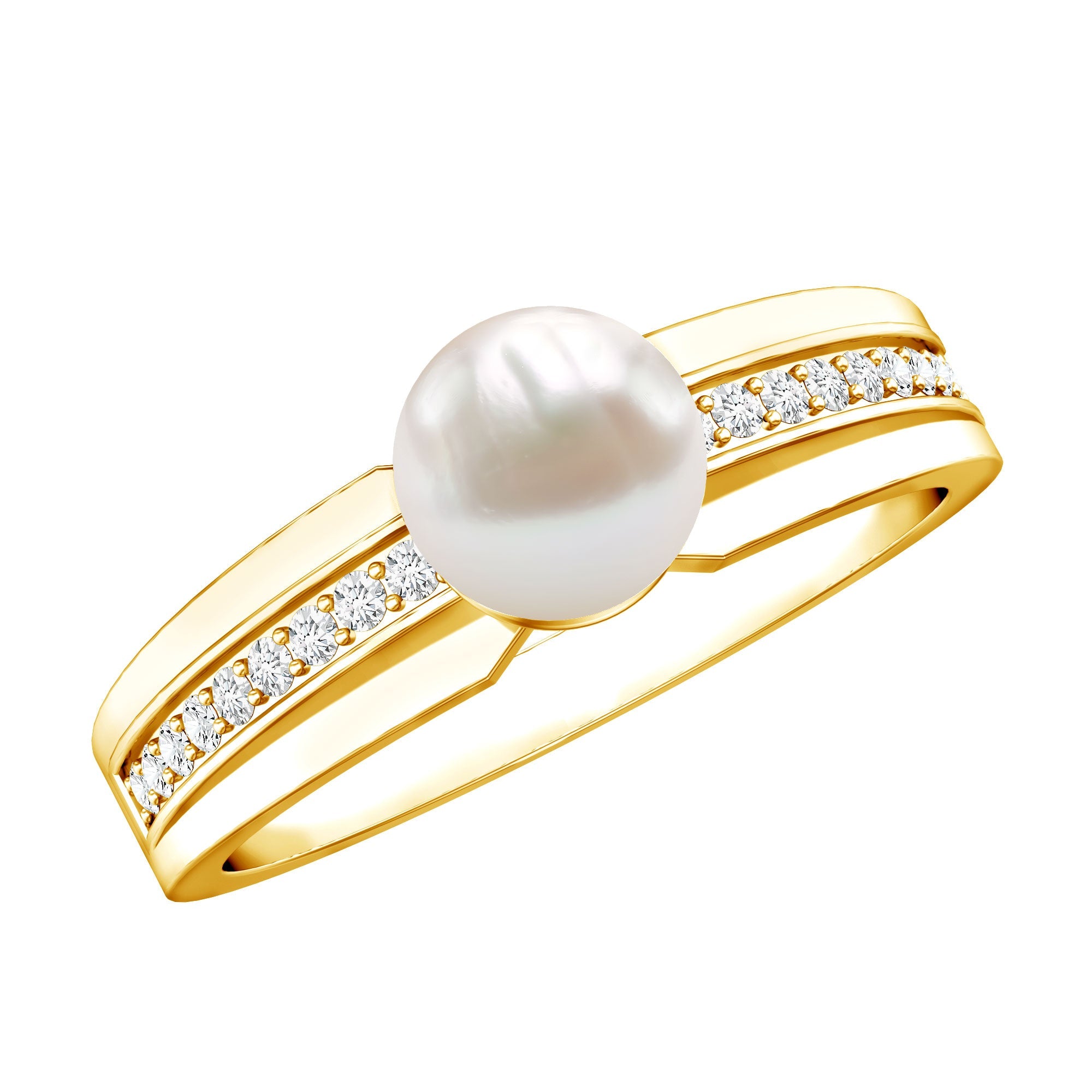 2.2 Carat Freshwater Pearl Engagement Ring with Diamond for Women | Rings | Wiccan Center