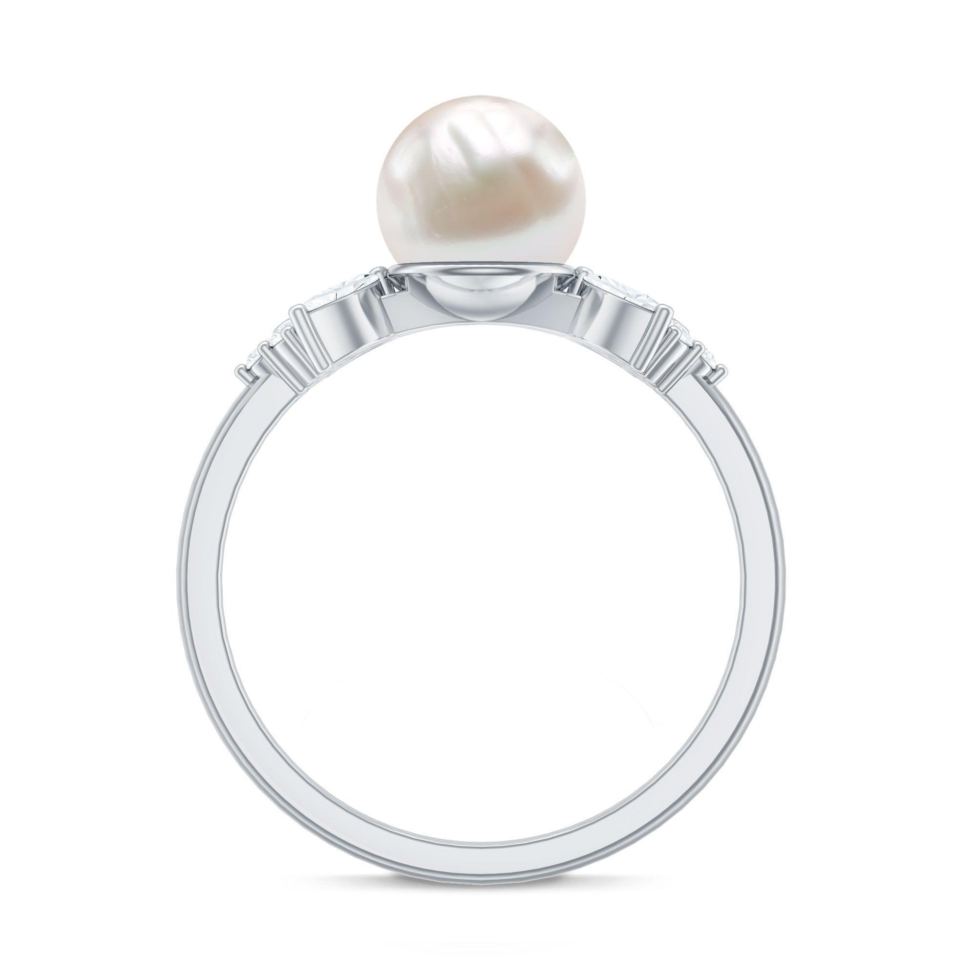 Nature Inspired 3 Carat Freshwater Pearl Engagement Ring with Diamond