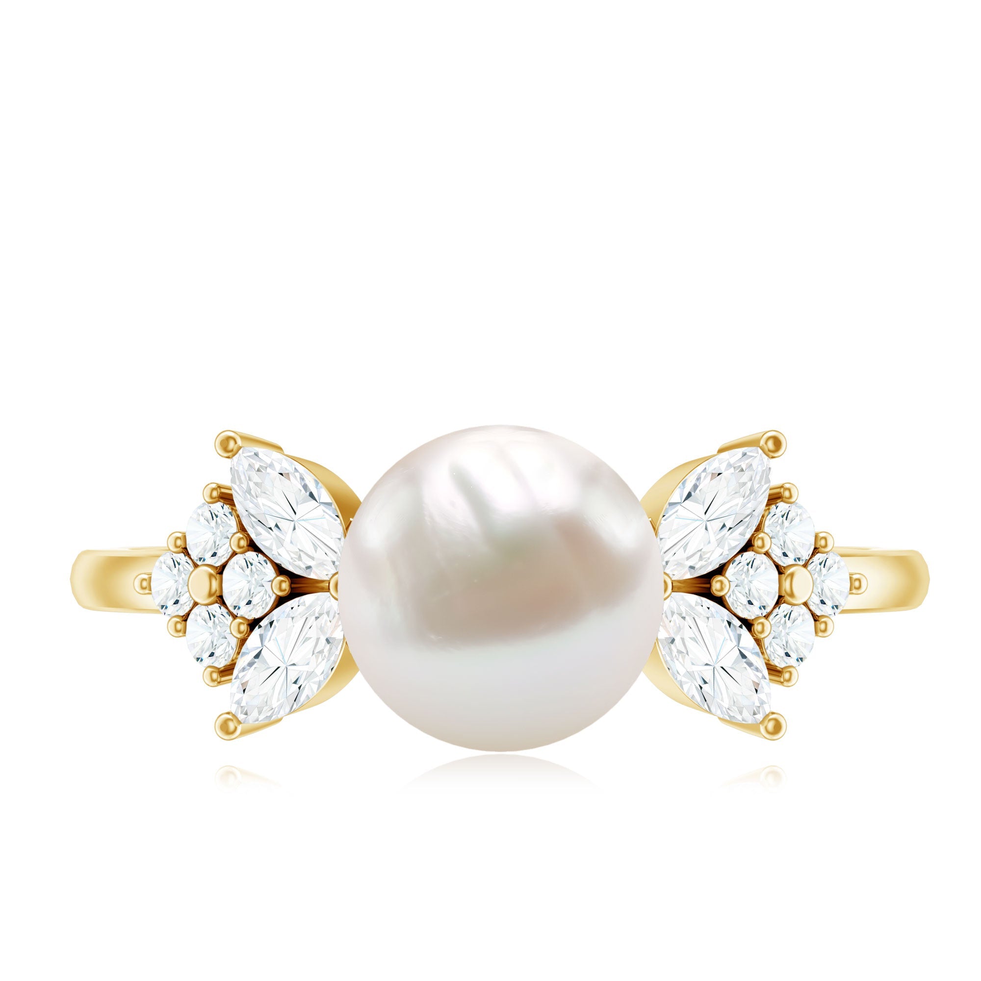 Nature Inspired 3 Carat Freshwater Pearl Engagement Ring with Diamond