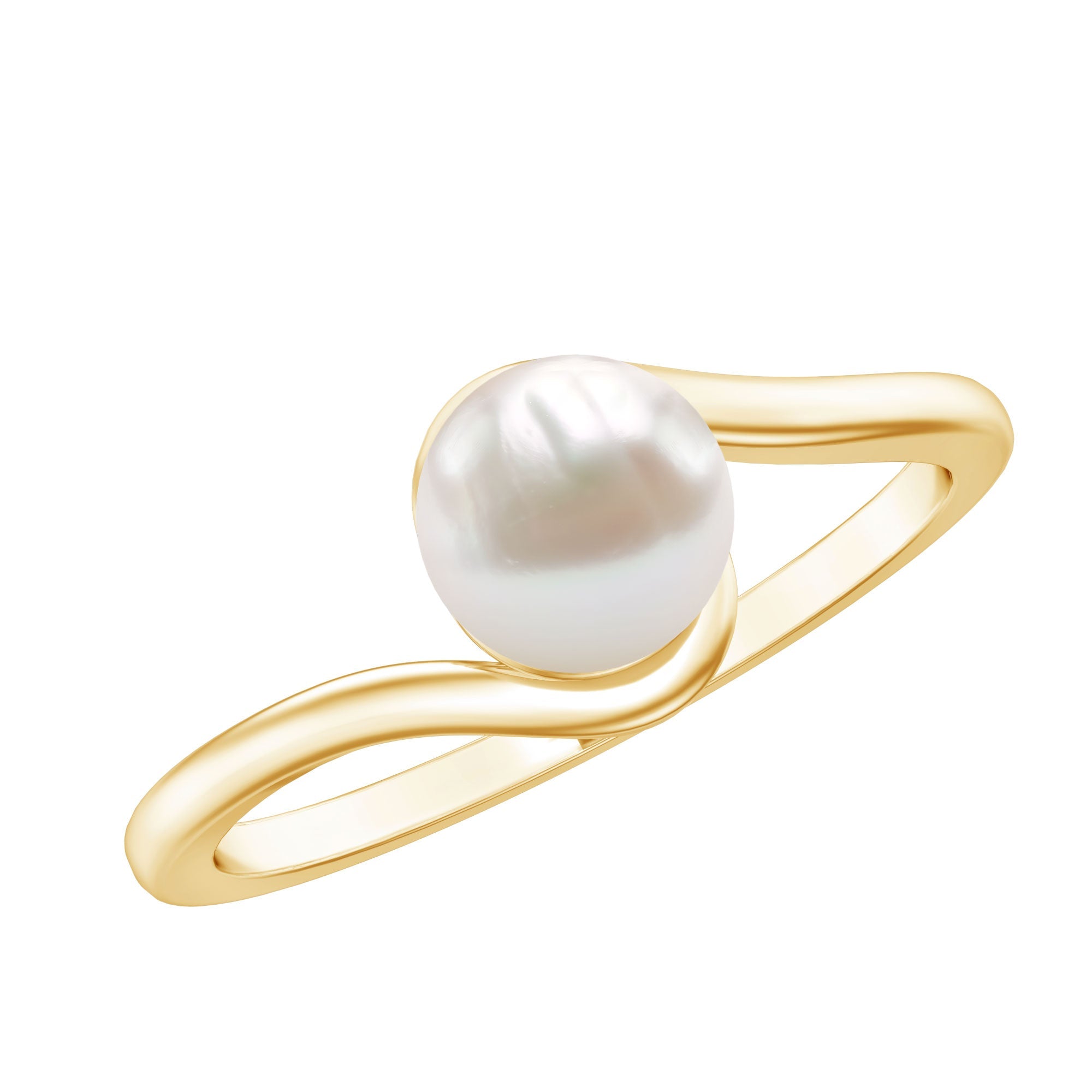2 Carat Solitaire Freshwater White Pearl Bypass Engagement Ring for Women | Rings | Wiccan Center