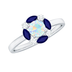 Natural Ethiopian Opal and Sapphire Designer Ring | Rings | Wiccan Center