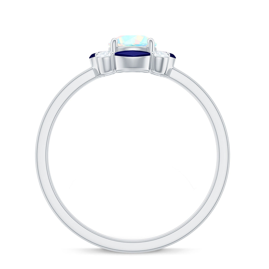 Natural Ethiopian Opal and Sapphire Designer Ring