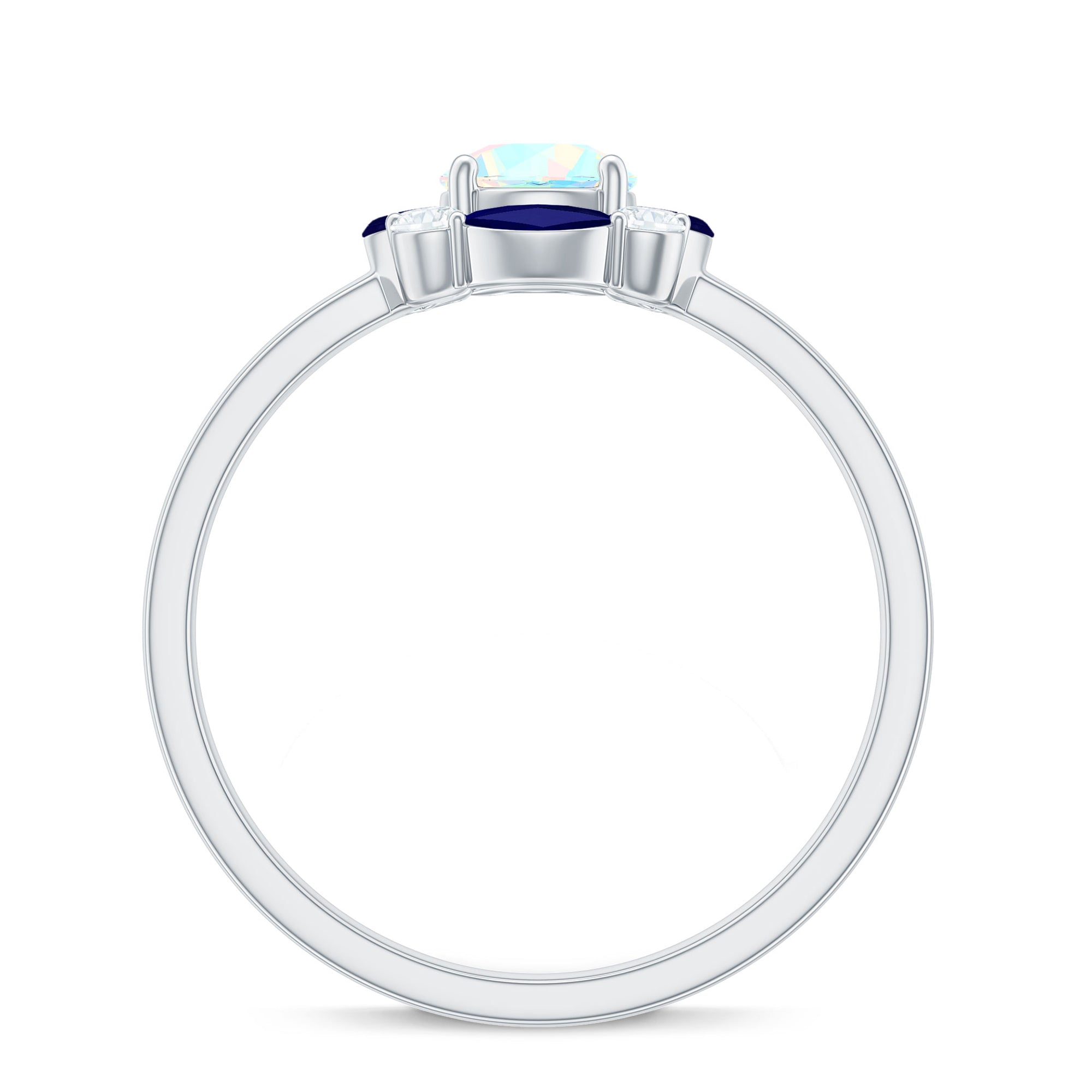 Natural Ethiopian Opal and Sapphire Designer Ring