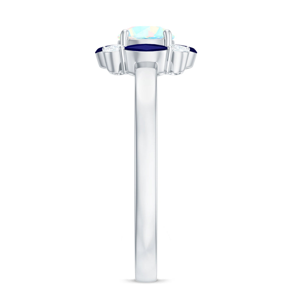 Natural Ethiopian Opal and Sapphire Designer Ring