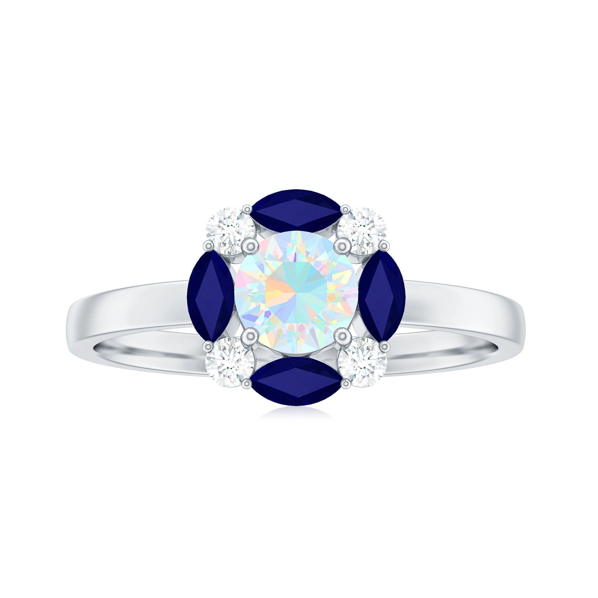 Natural Ethiopian Opal and Sapphire Designer Ring