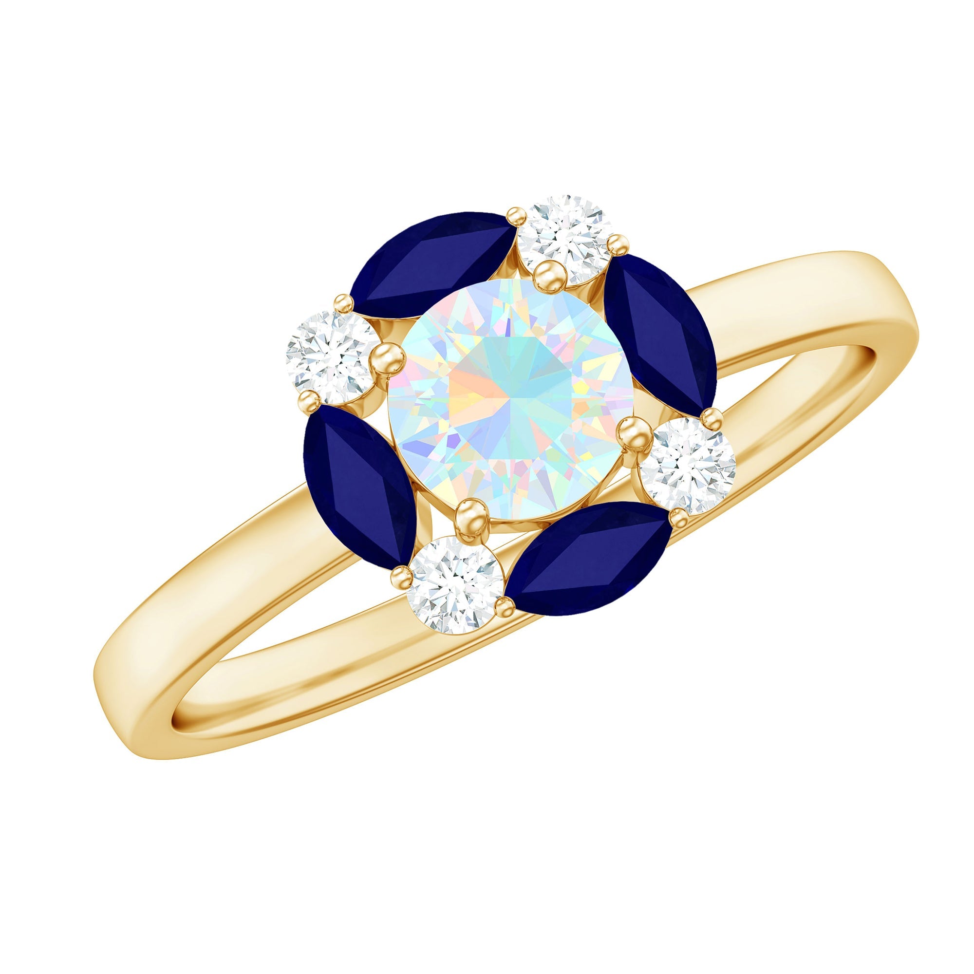 Natural Ethiopian Opal and Sapphire Designer Ring | Rings | Wiccan Center