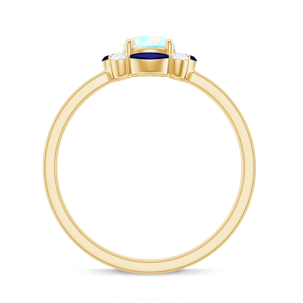 Natural Ethiopian Opal and Sapphire Designer Ring