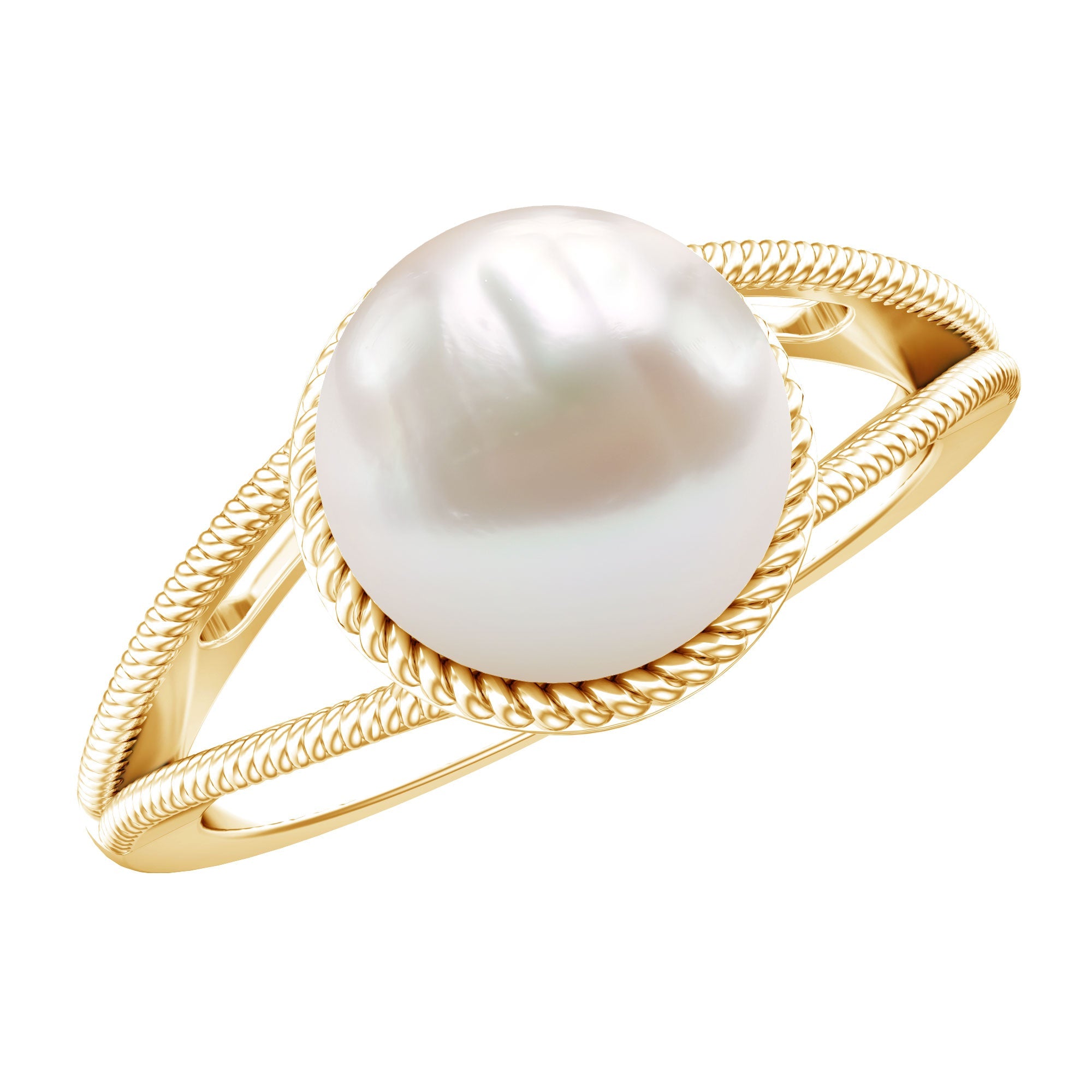 8 Carat Freshwater Pearl Solitaire Engagement Ring in Split Shank | Rings | Wiccan Center