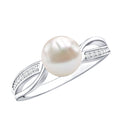 Cultured 3 Carat Freshwater Pearl Engagement Ring with Diamond