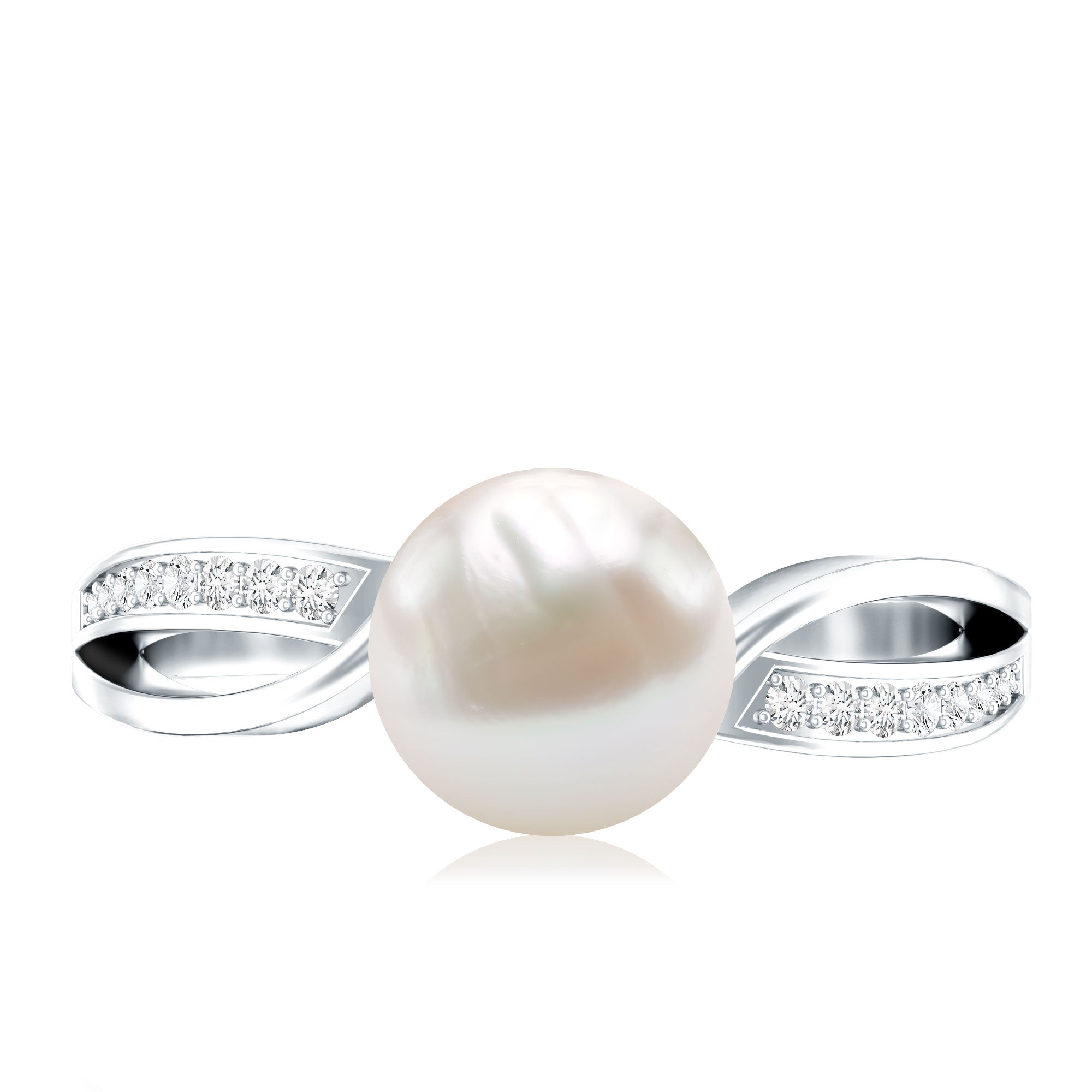 Cultured 3 Carat Freshwater Pearl Engagement Ring with Diamond