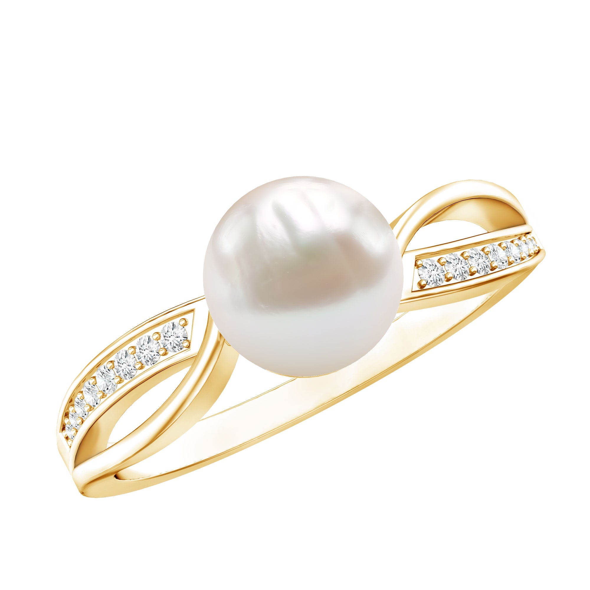 Cultured 3 Carat Freshwater Pearl Engagement Ring with Diamond | Rings | Wiccan Center