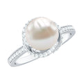 Designer 7.4 Carat Freshwater Pearl Engagement Ring with Diamond