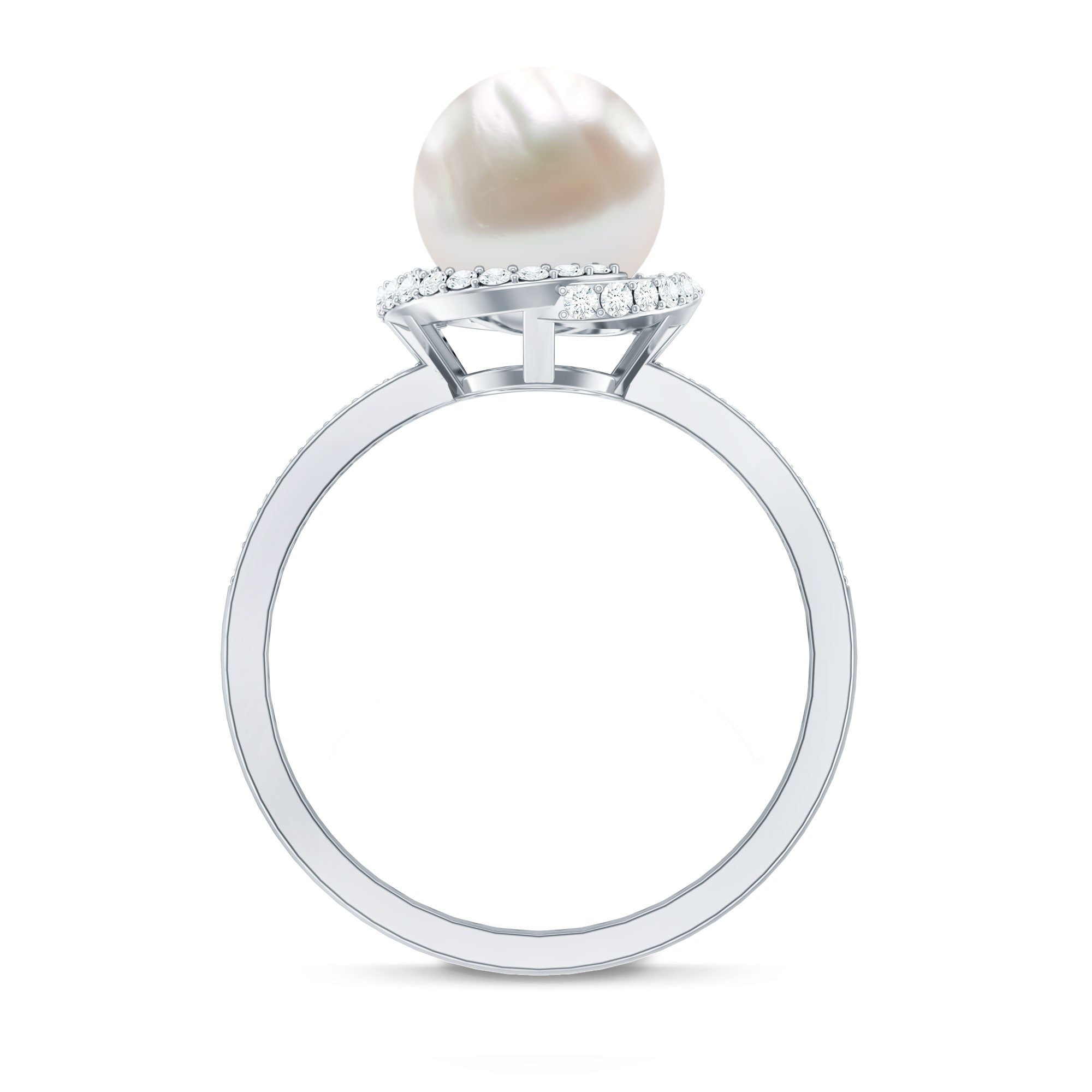 Designer 7.4 Carat Freshwater Pearl Engagement Ring with Diamond