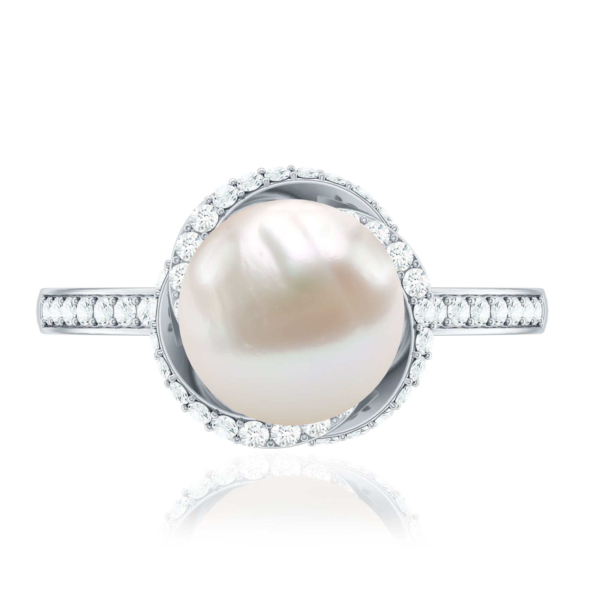 Designer 7.4 Carat Freshwater Pearl Engagement Ring with Diamond