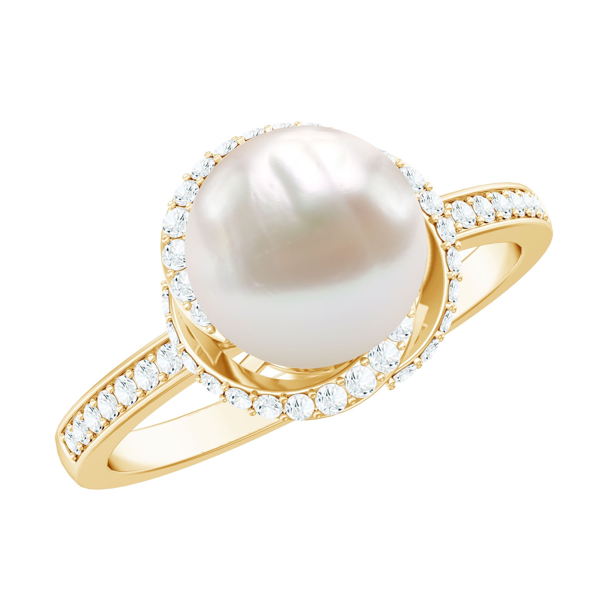 Designer 7.4 Carat Freshwater Pearl Engagement Ring with Diamond | Rings | Wiccan Center
