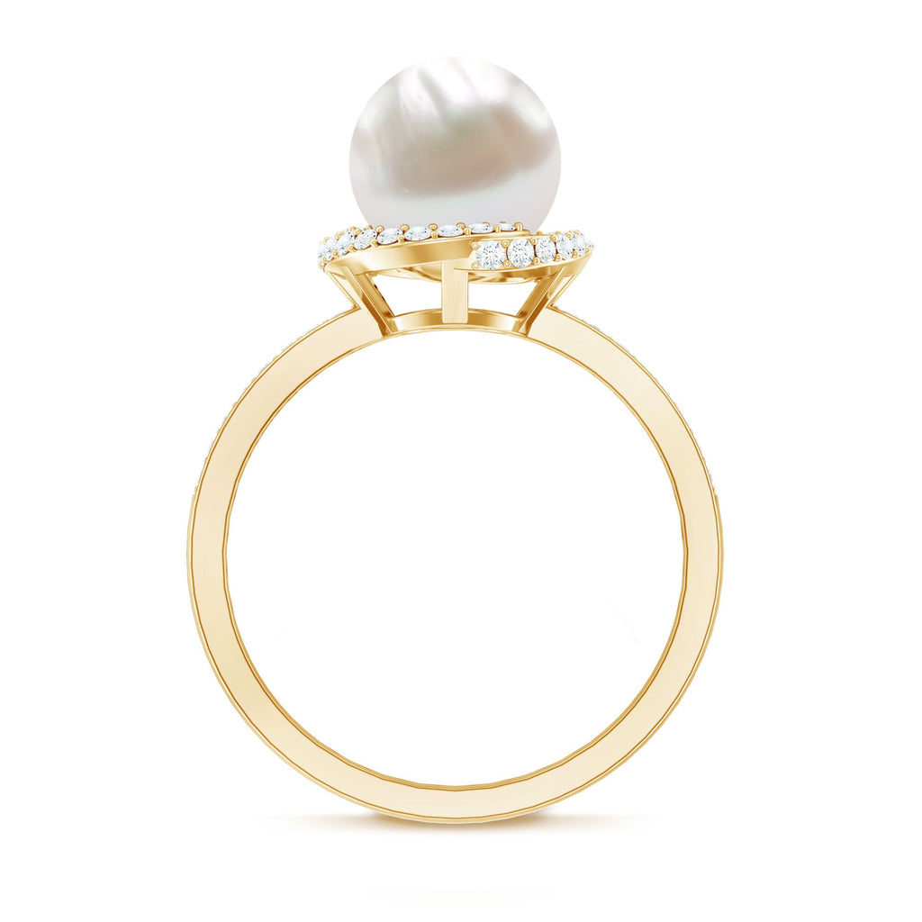 Designer 7.4 Carat Freshwater Pearl Engagement Ring with Diamond