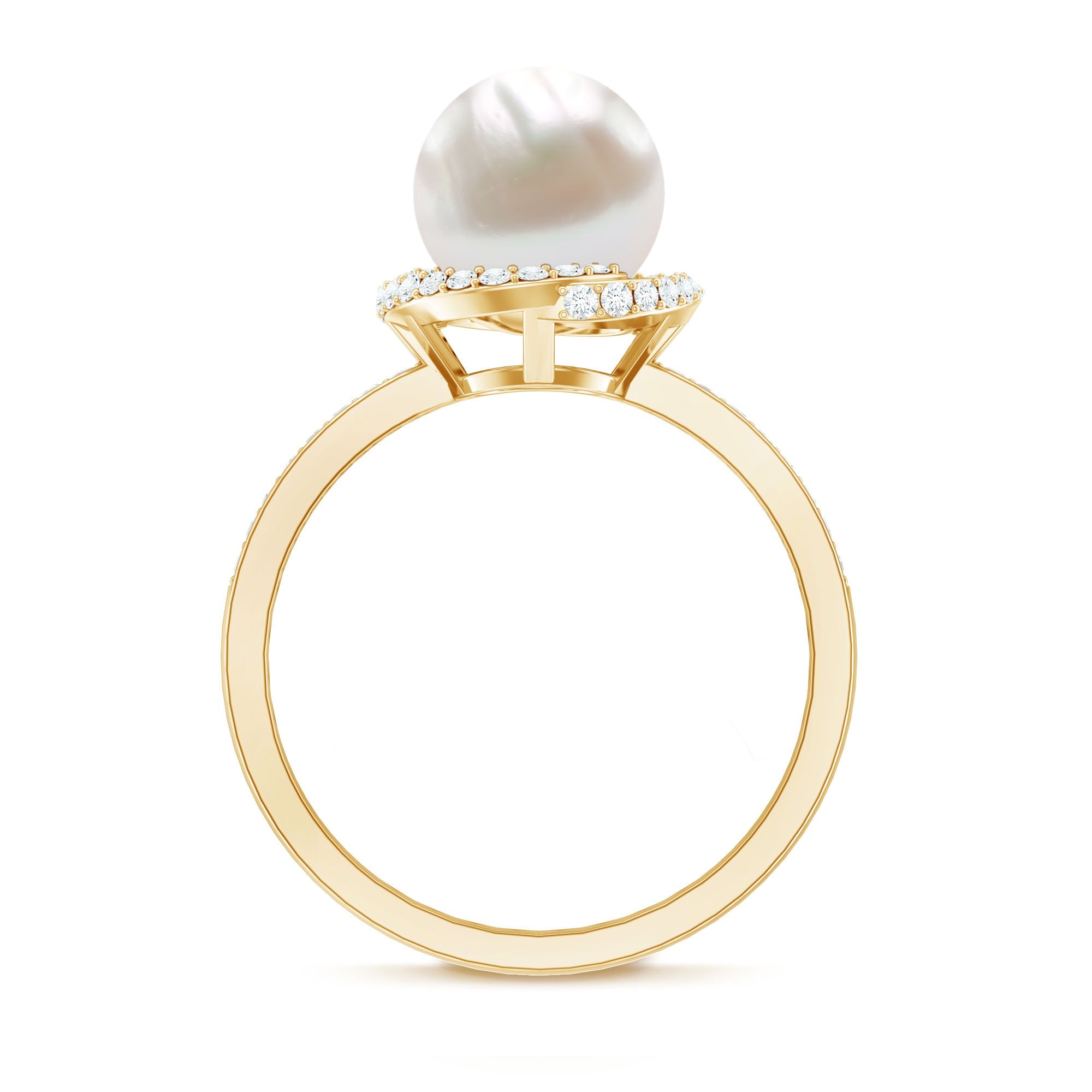 Designer 7.4 Carat Freshwater Pearl Engagement Ring with Diamond