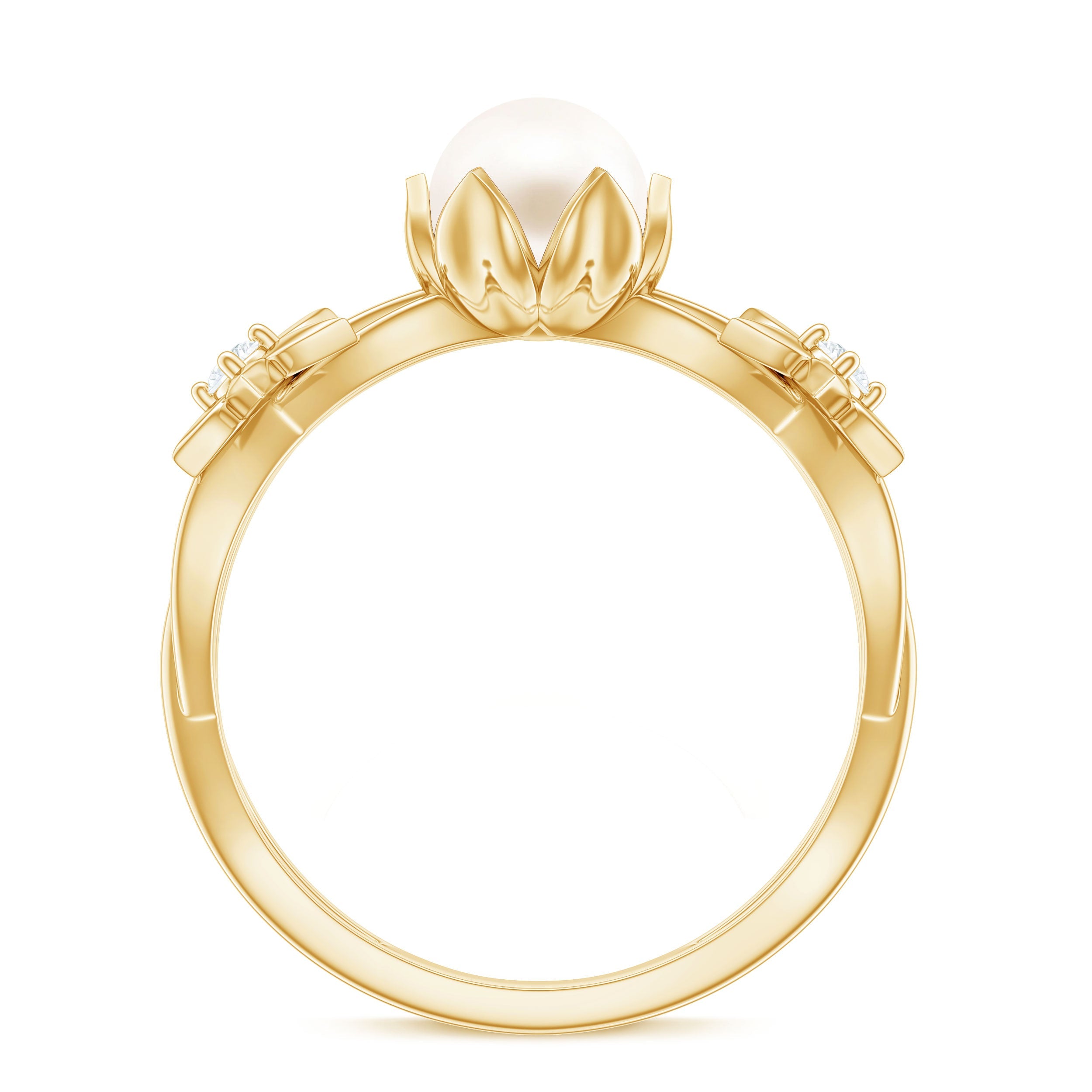 2.2 Carat Freshwater Pearl and Diamond Flower Engagement Ring