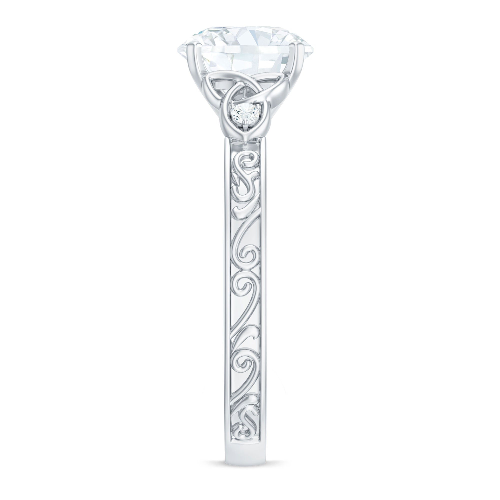 Antique Looking Round Moissanite Celtic Knot Engagement Ring