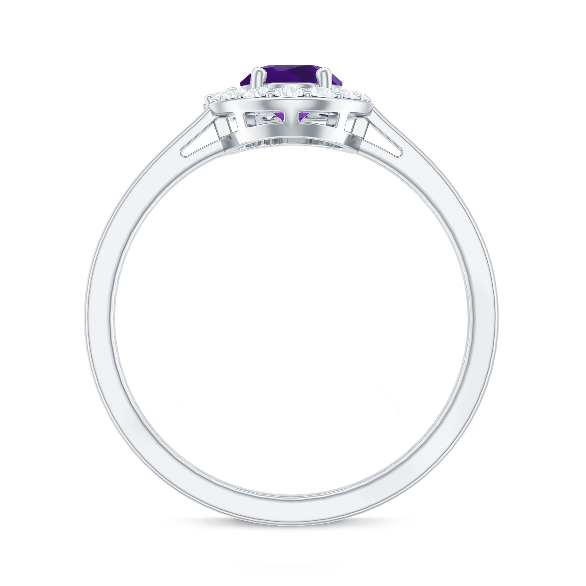 1 Carat Amethyst Designer Engagement Ring with Diamond for Women