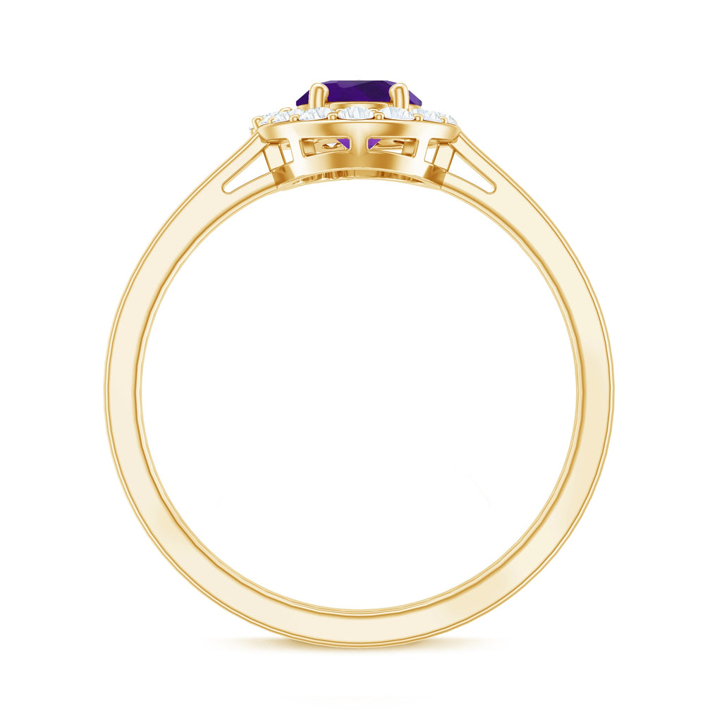 1 Carat Amethyst Designer Engagement Ring with Diamond for Women