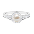 Art Deco Inspired 2.2 Carat Freshwater Pearl Engagement Ring with Diamond Halo