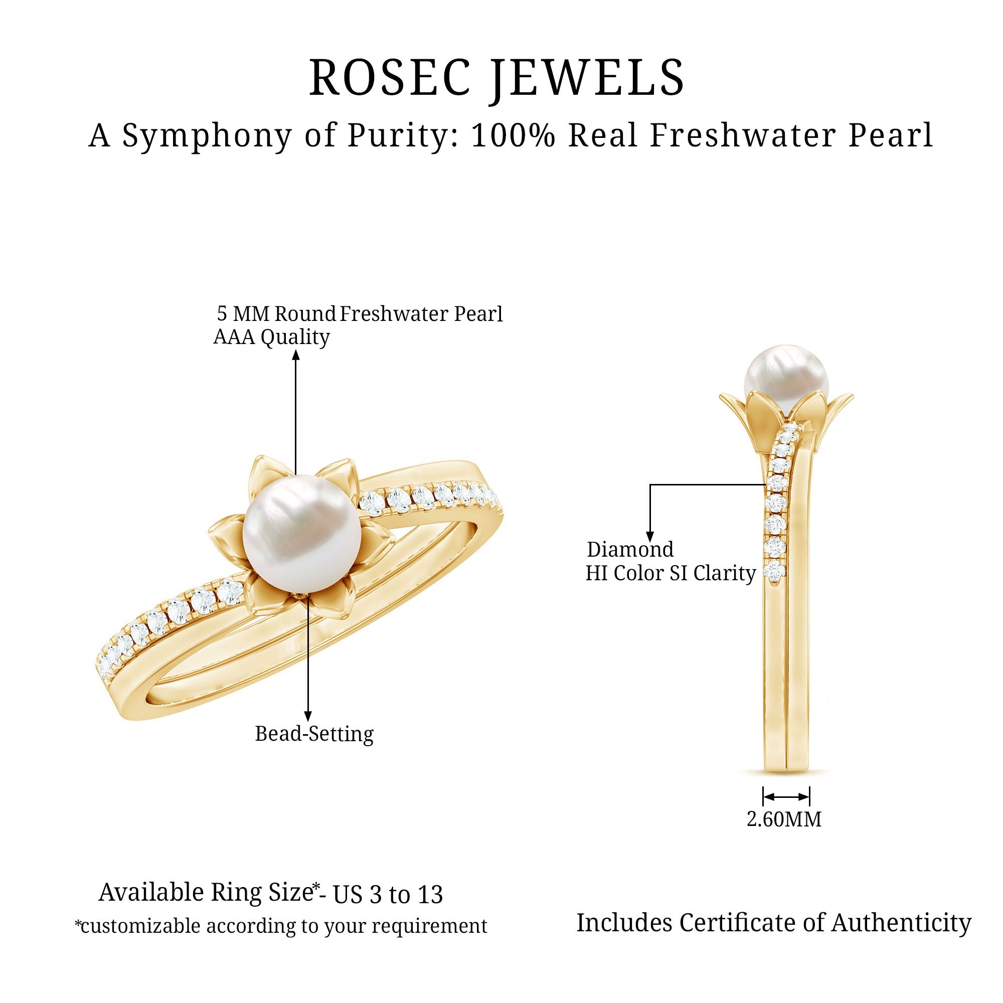 2 Carat Freshwater Pearl and Diamond Flower Engagement Ring