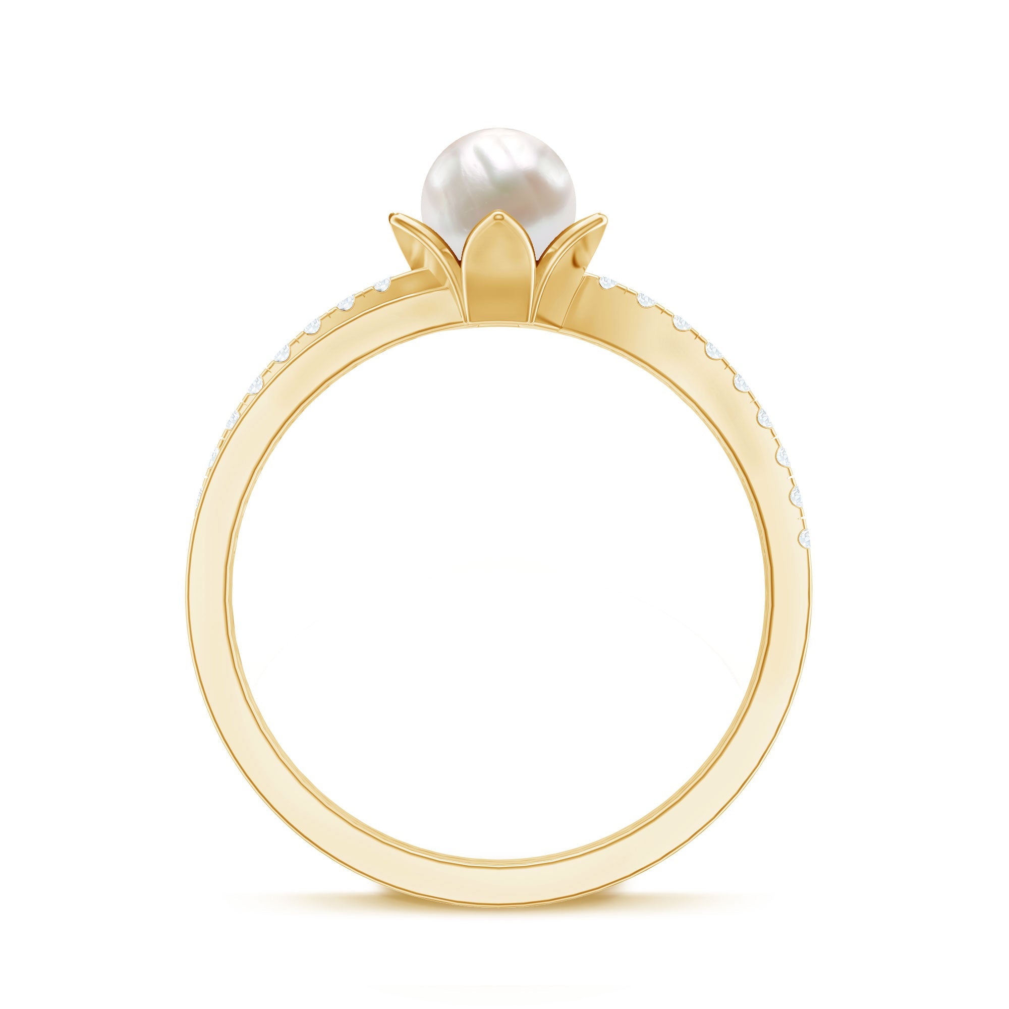 2 Carat Freshwater Pearl and Diamond Flower Engagement Ring