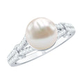 Cultured 7.4 Carat Freshwater Pearl Engagement Ring with Lab Diamonds