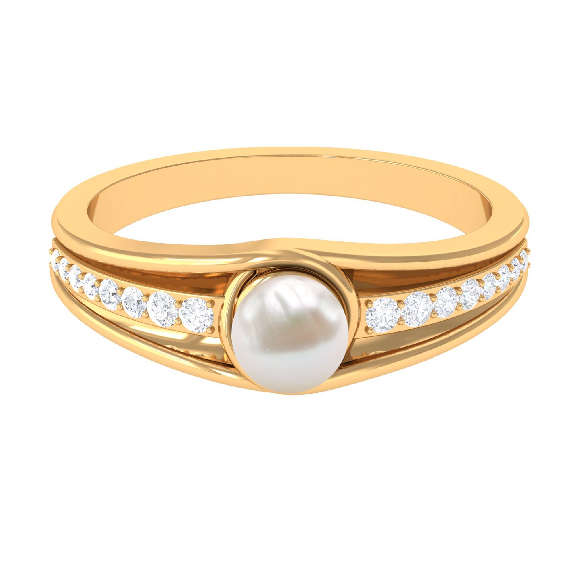 Cultured 2 Carat Freshwater Pearl Engagement Ring with Diamond | Rings | Wiccan Center