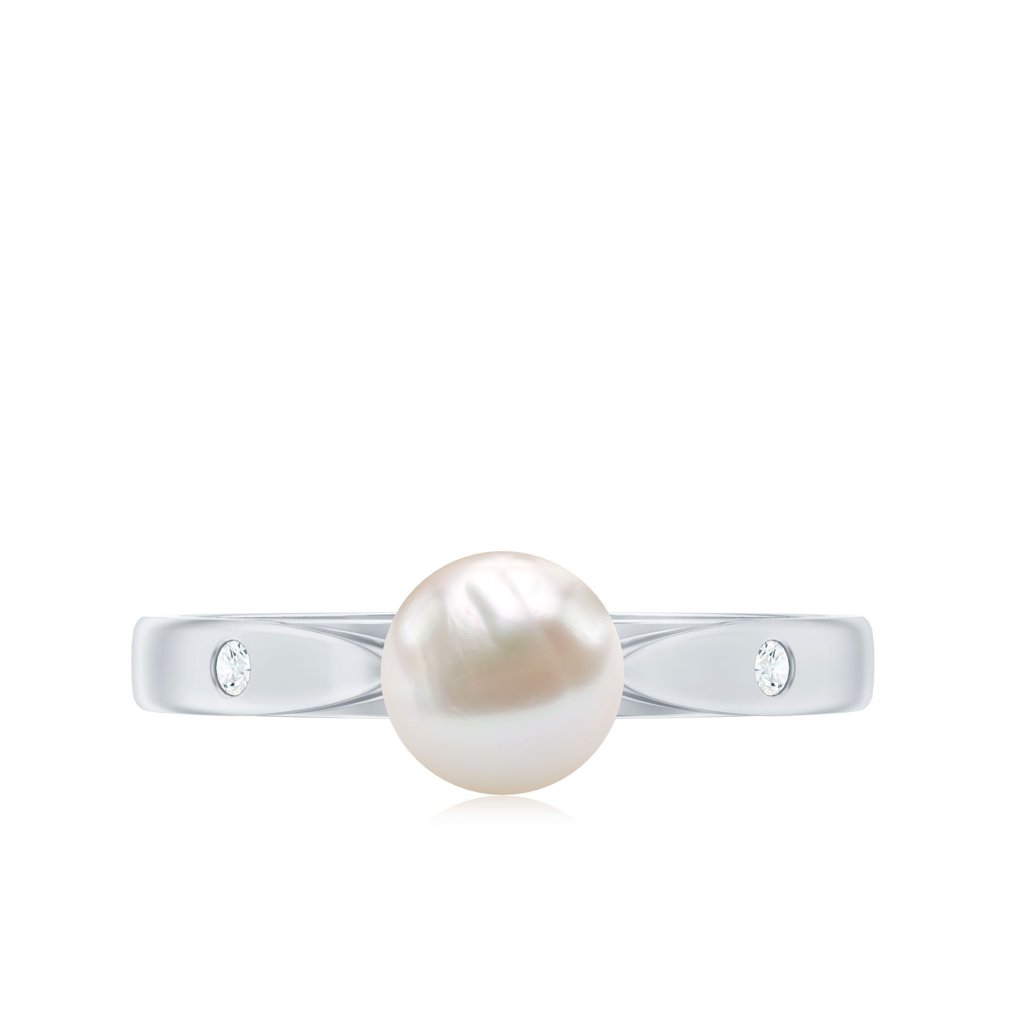 Natural 2.2 Carat Freshwater Pearl Solitaire Ring with Diamond