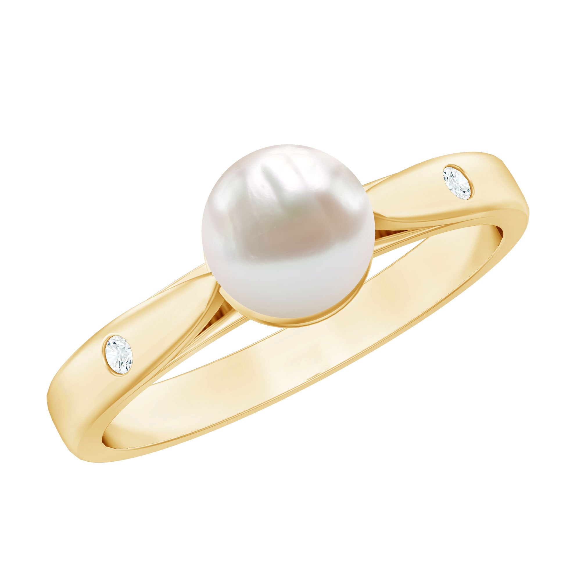 Natural 2.2 Carat Freshwater Pearl Solitaire Ring with Diamond | Rings | Wiccan Center