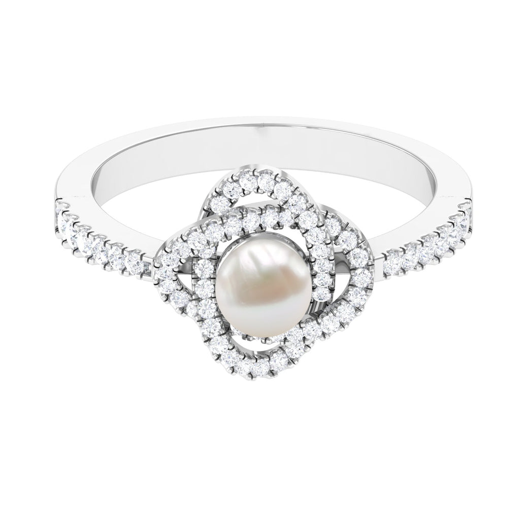 2 Carat Freshwater Pearl Engagement Ring with Diamond Accent
