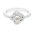 2 Carat Freshwater Pearl Engagement Ring with Diamond Accent