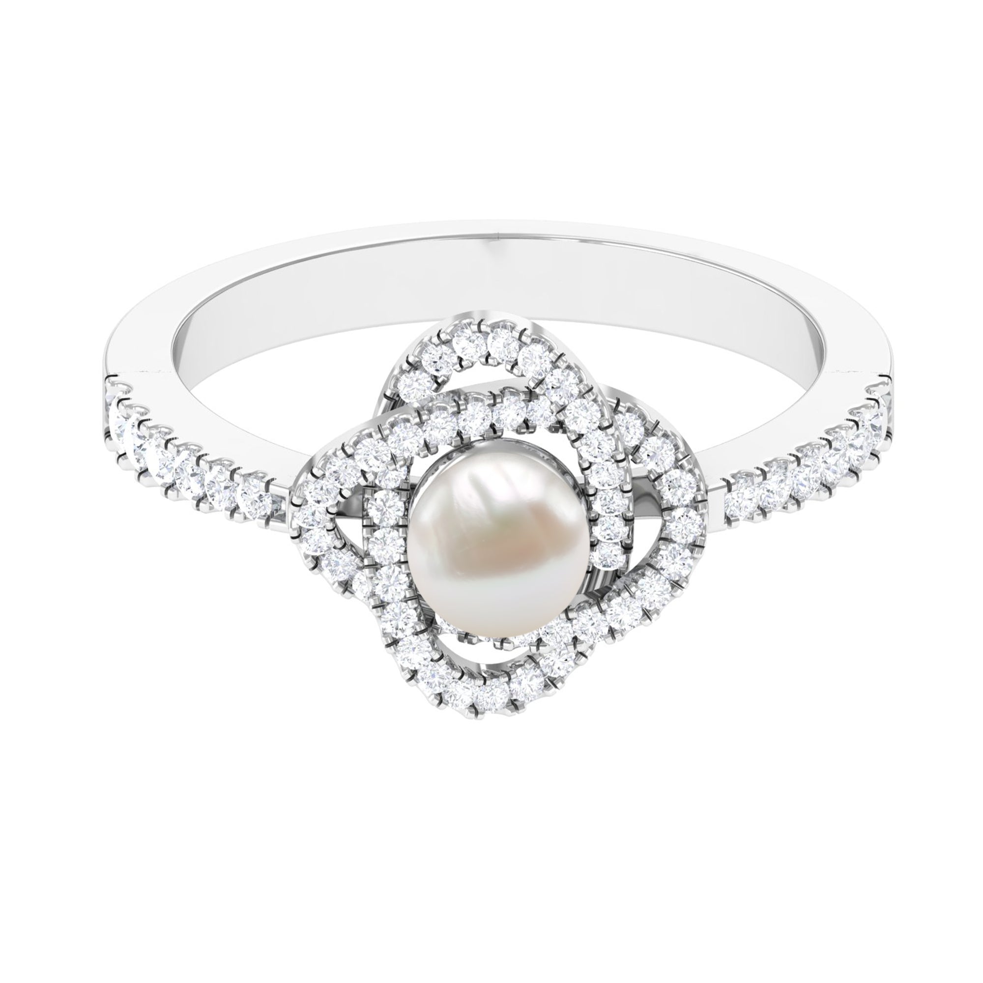2 Carat Freshwater Pearl Engagement Ring with Diamond Accent