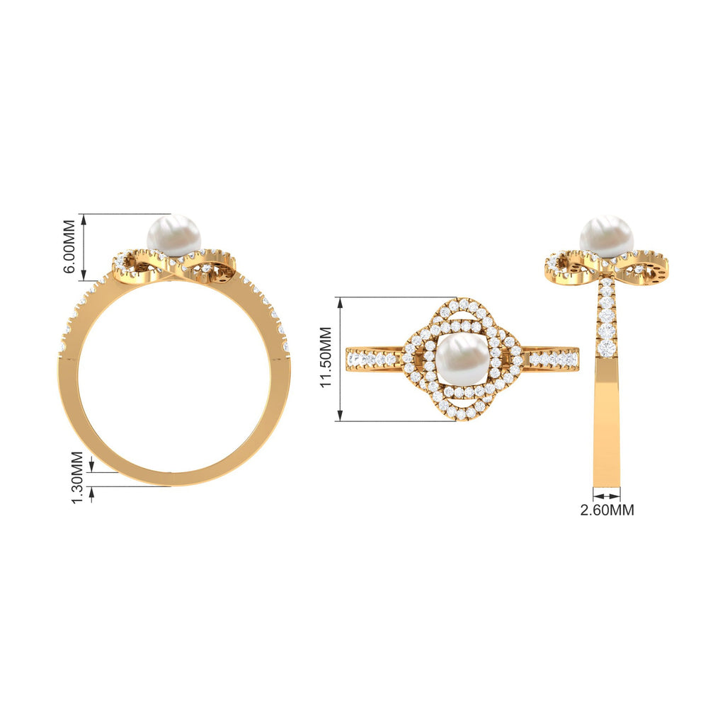 2 Carat Freshwater Pearl Engagement Ring with Diamond Accent