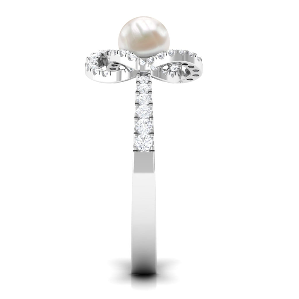 2 Carat Freshwater Pearl Engagement Ring with Diamond Accent