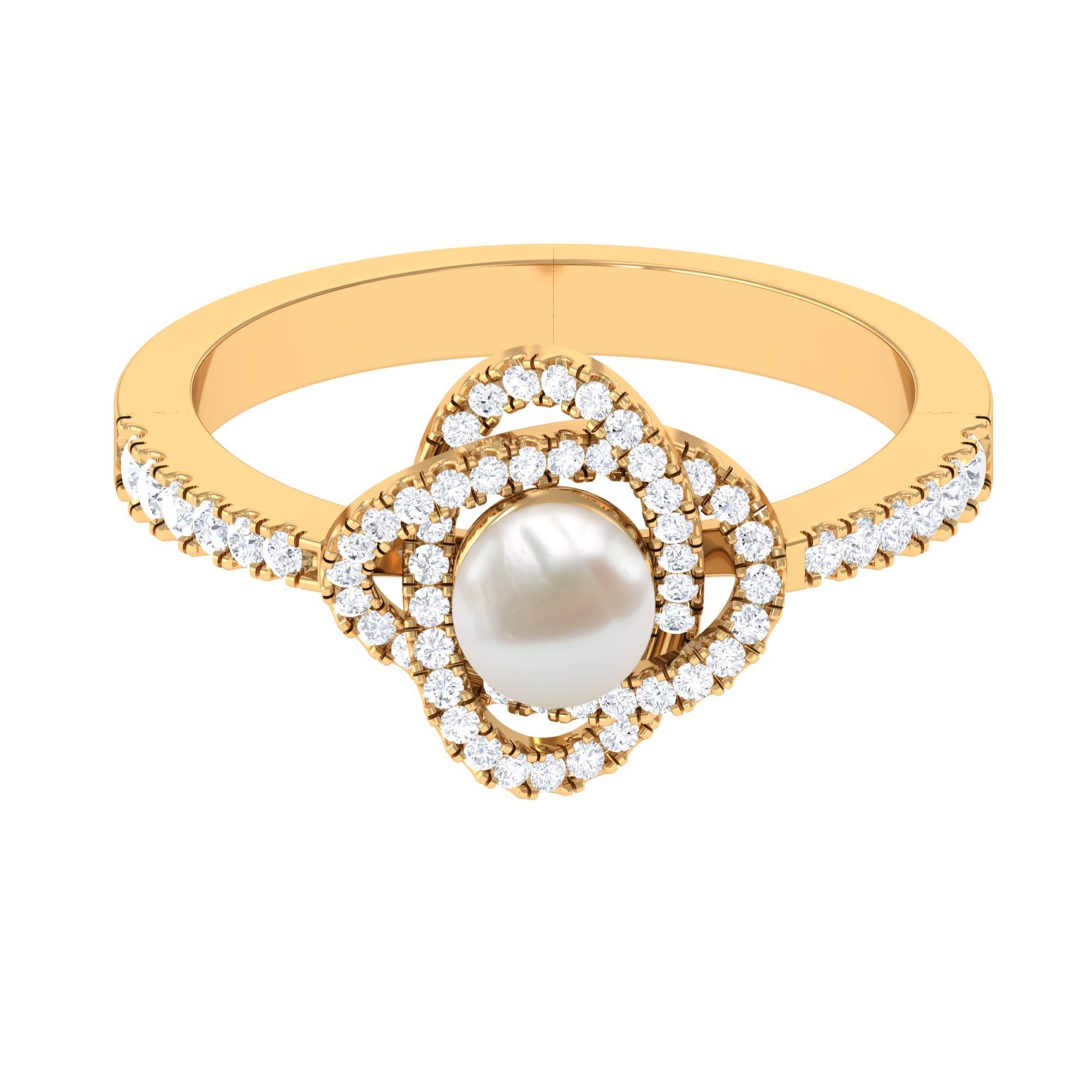 2 Carat Freshwater Pearl Engagement Ring with Diamond Accent | Rings | Wiccan Center