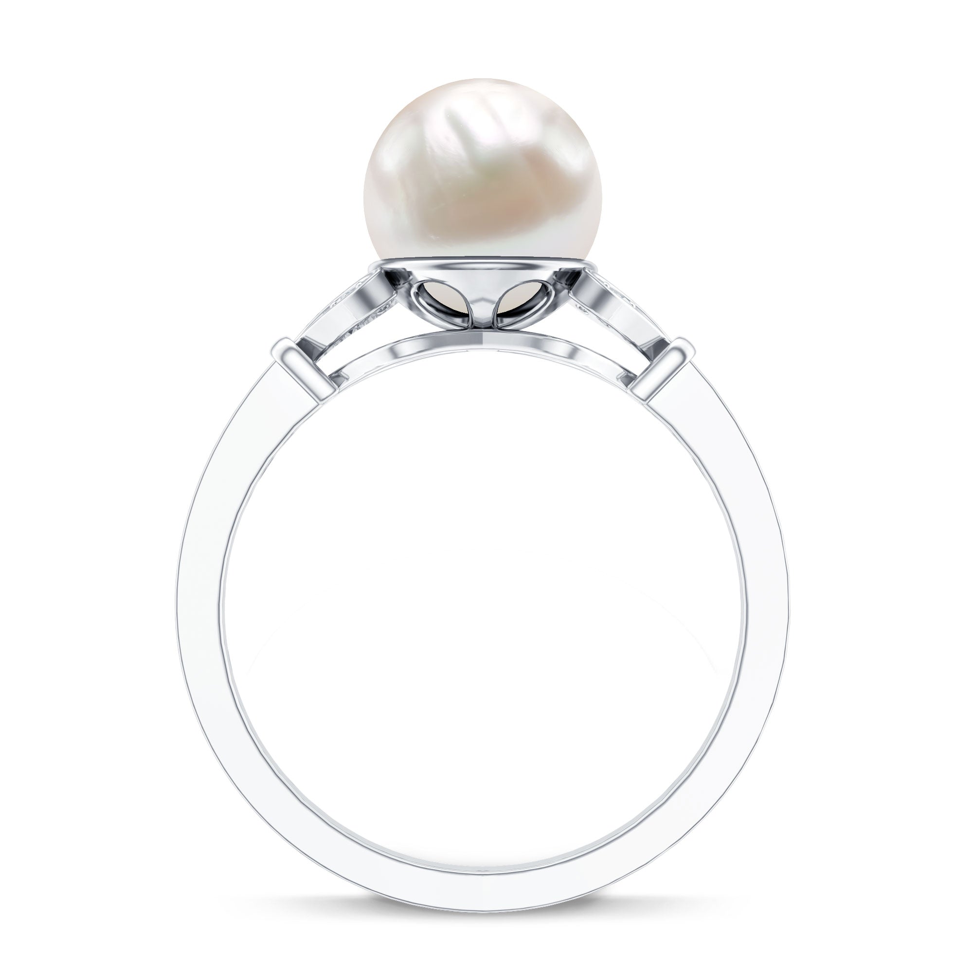 Cultured 7.4 Carat Freshwater Pearl Diamond Engagement Ring with Split Shank