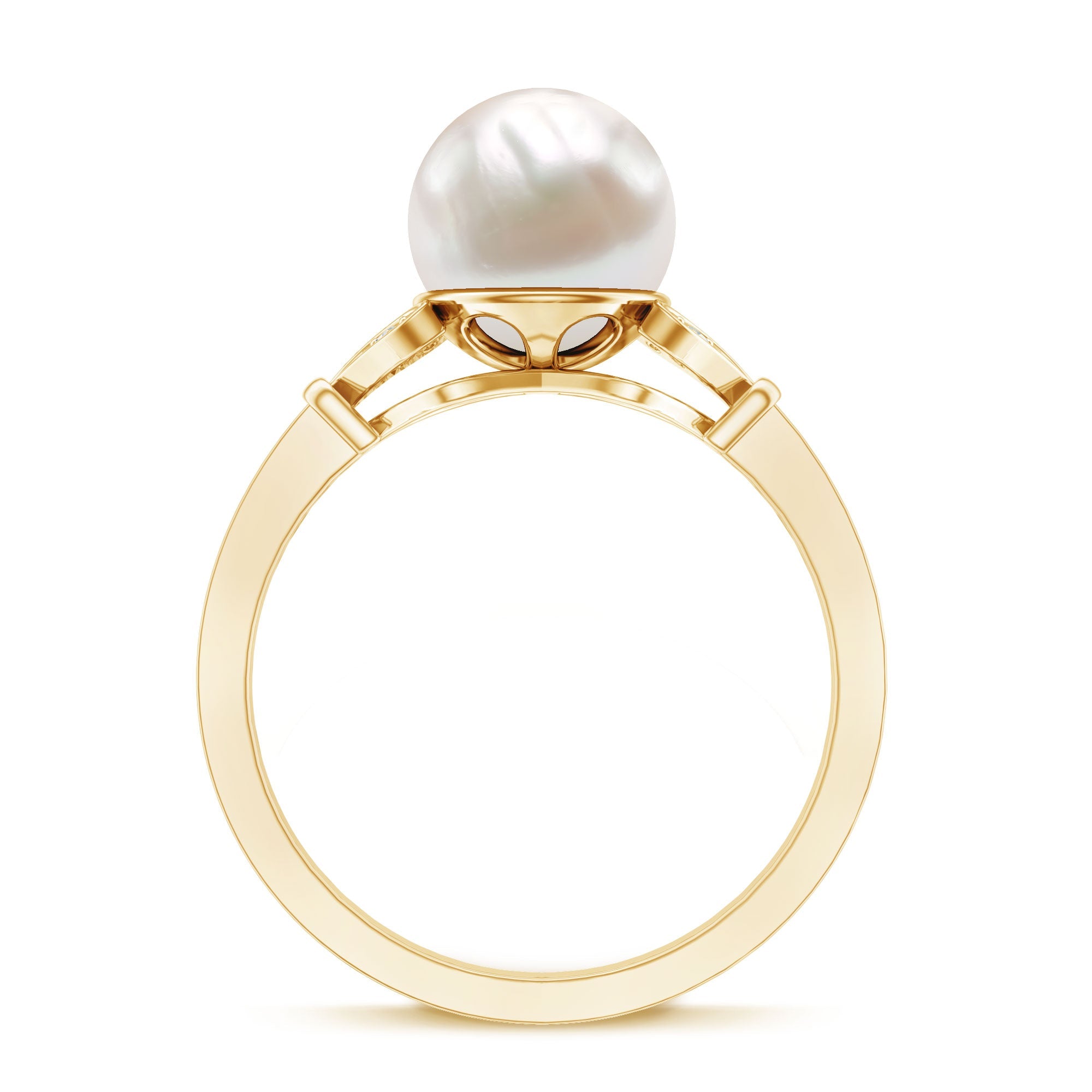 Cultured 7.4 Carat Freshwater Pearl Diamond Engagement Ring with Split Shank