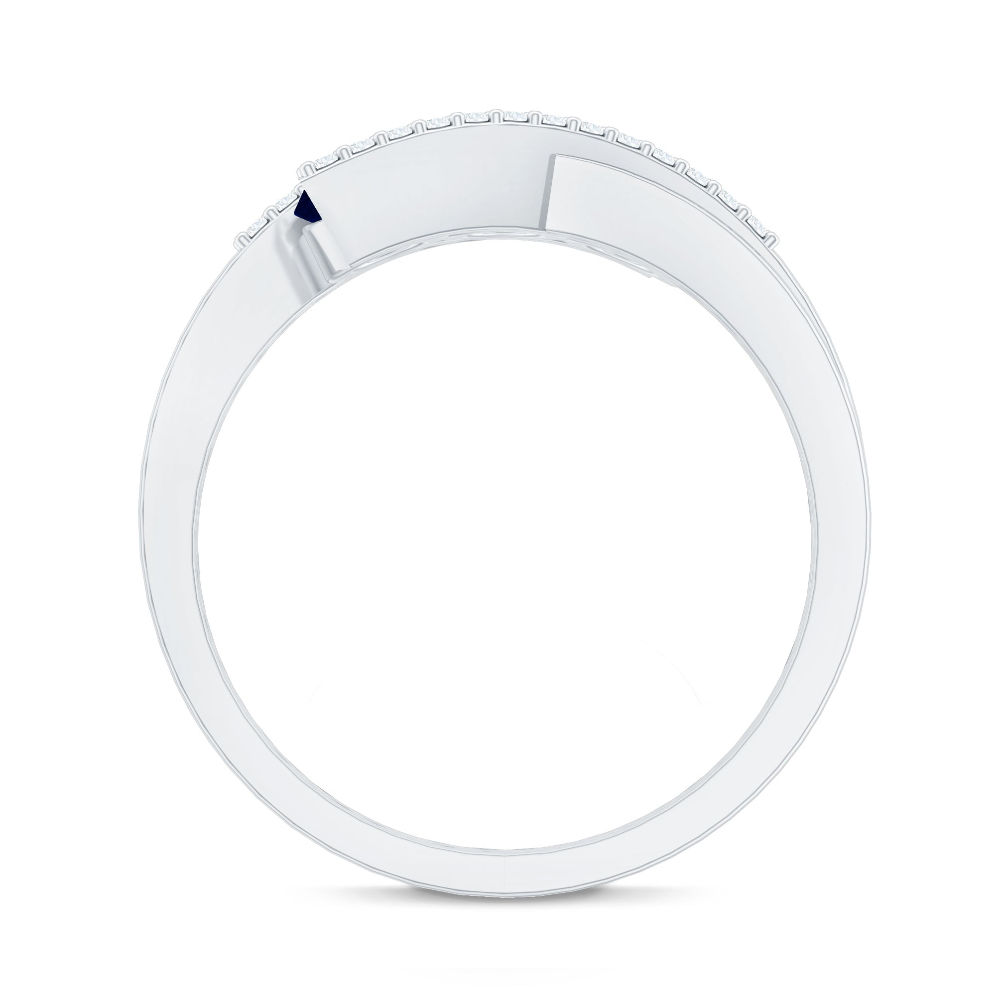Real Blue Sapphire 3 Stone Promise Ring with Diamond Bypass Shank